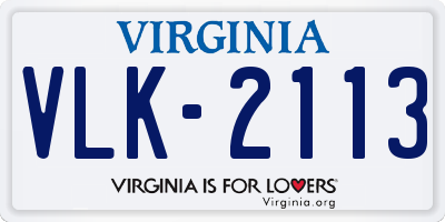 VA license plate VLK2113
