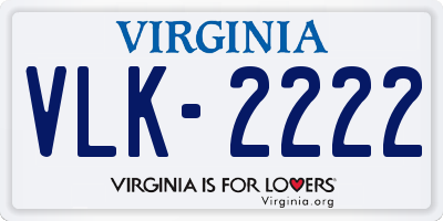 VA license plate VLK2222