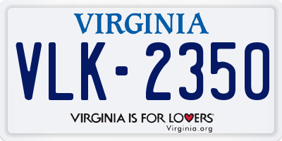 VA license plate VLK2350