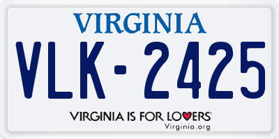 VA license plate VLK2425