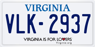 VA license plate VLK2937