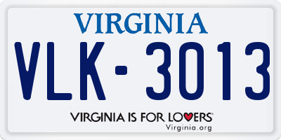 VA license plate VLK3013