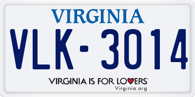 VA license plate VLK3014