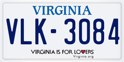 VA license plate VLK3084