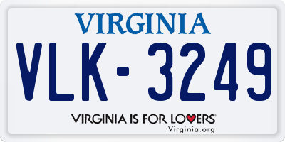 VA license plate VLK3249