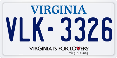 VA license plate VLK3326