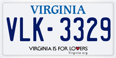 VA license plate VLK3329