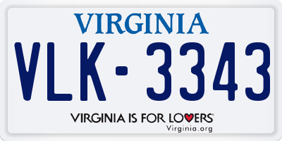 VA license plate VLK3343