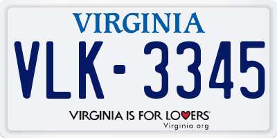 VA license plate VLK3345