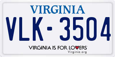 VA license plate VLK3504