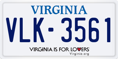 VA license plate VLK3561