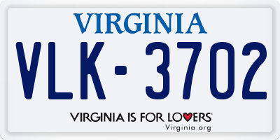 VA license plate VLK3702