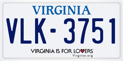 VA license plate VLK3751