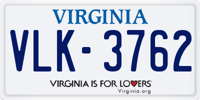 VA license plate VLK3762