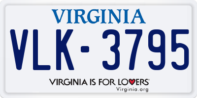 VA license plate VLK3795