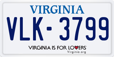 VA license plate VLK3799