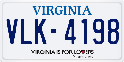 VA license plate VLK4198