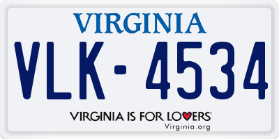 VA license plate VLK4534