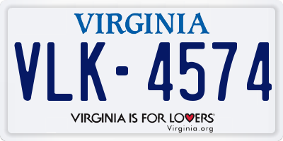 VA license plate VLK4574