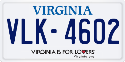 VA license plate VLK4602