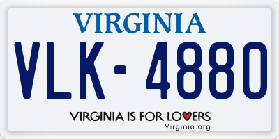 VA license plate VLK4880