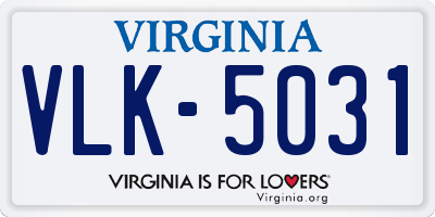 VA license plate VLK5031