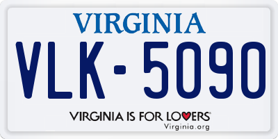 VA license plate VLK5090