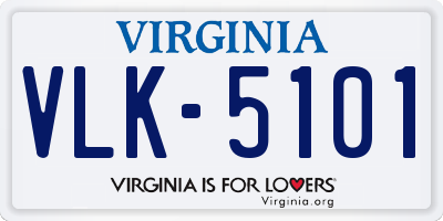 VA license plate VLK5101