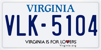 VA license plate VLK5104