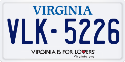 VA license plate VLK5226