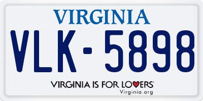 VA license plate VLK5898