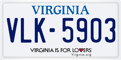 VA license plate VLK5903