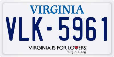 VA license plate VLK5961