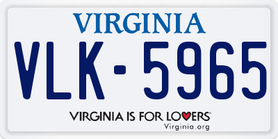 VA license plate VLK5965