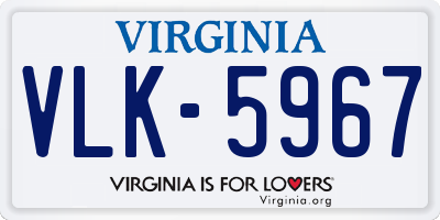 VA license plate VLK5967