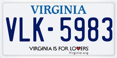 VA license plate VLK5983