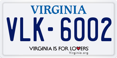 VA license plate VLK6002