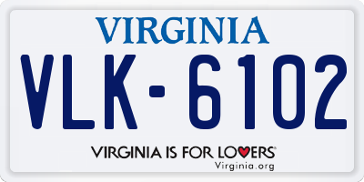 VA license plate VLK6102