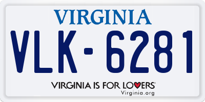 VA license plate VLK6281