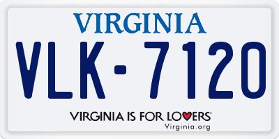 VA license plate VLK7120