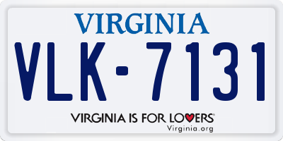 VA license plate VLK7131