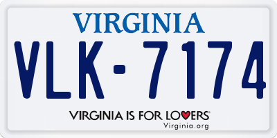 VA license plate VLK7174