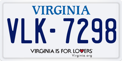 VA license plate VLK7298