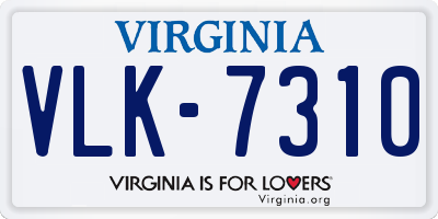 VA license plate VLK7310