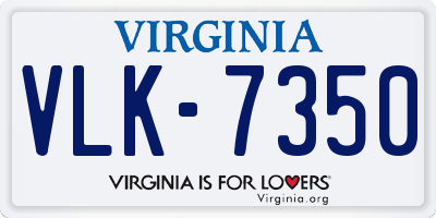 VA license plate VLK7350