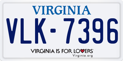 VA license plate VLK7396