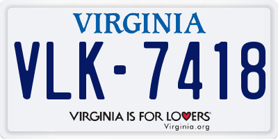 VA license plate VLK7418