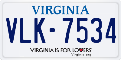 VA license plate VLK7534