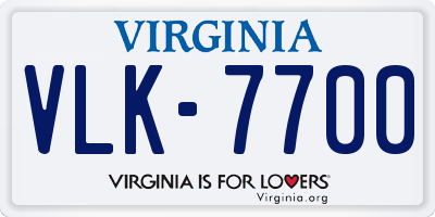 VA license plate VLK7700