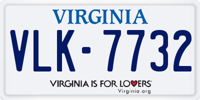 VA license plate VLK7732